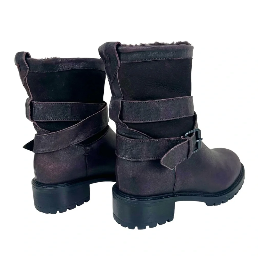 Ross & Snow Women US 5 Emilina Shearling Boots Frosted Winter Plum Made in Italy